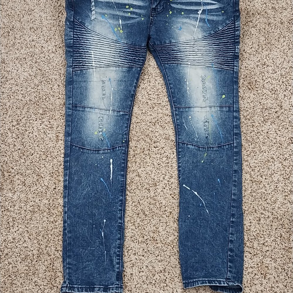 2875 Size 34 X 32 LR Scoop Paint Splatter Jeans - Picture 6 of 7